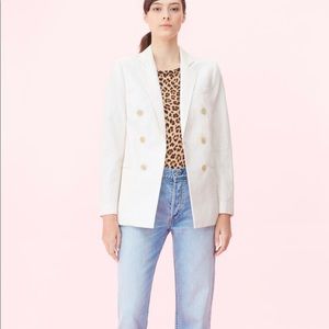 NWT Rebecca Taylor Pinstripe Linen Blazer sz 8